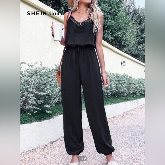 SHEIN Pants - Boho Eyelash Lace Cami Jumpsuit